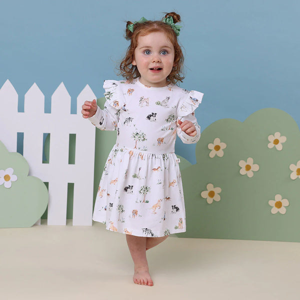 Dog Park Long Sleeve Organic Dress - Snuggle Hunny DISCOUNTED