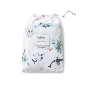 Ocean Organic Fitted Cot Sheet - Snuggle Hunny