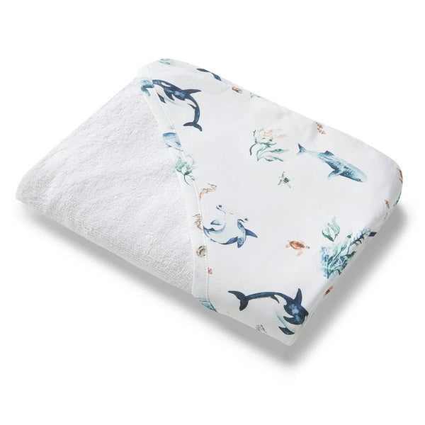 Ocean Organic Hooded Baby Towel - Snuggle Hunny