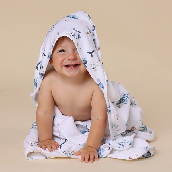Ocean Organic Hooded Baby Towel - Snuggle Hunny