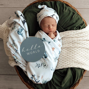 Ocean- Jersey Wrap & Beanie Set - Snuggle Hunny