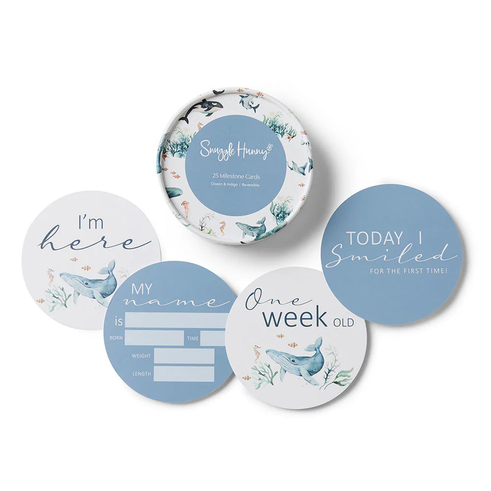 Ocean & Indigo Reversible Milestone Cards - Snuggle Hunny