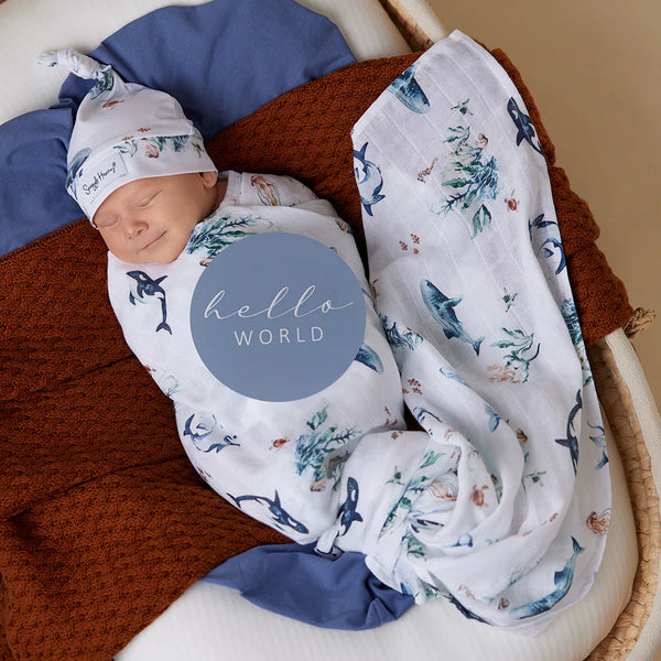 Ocean Organic Muslin Wrap - Snuggle Hunny