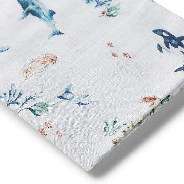 Ocean Organic Muslin Wrap - Snuggle Hunny