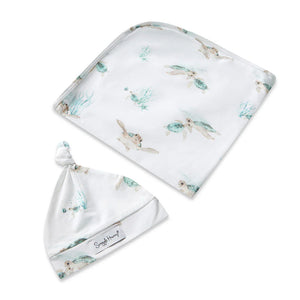 Turtle Organic Jersey Wrap & Beanie Set - Snuggle Hunny