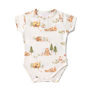 Bears Short Sleeve Organic Bodysuit - Snuggle Hunny