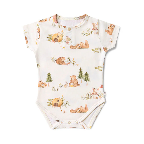 Bears Short Sleeve Organic Bodysuit - Snuggle Hunny