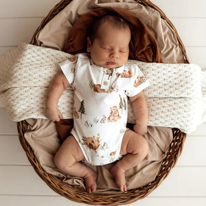 Bears Short Sleeve Organic Bodysuit - Snuggle Hunny