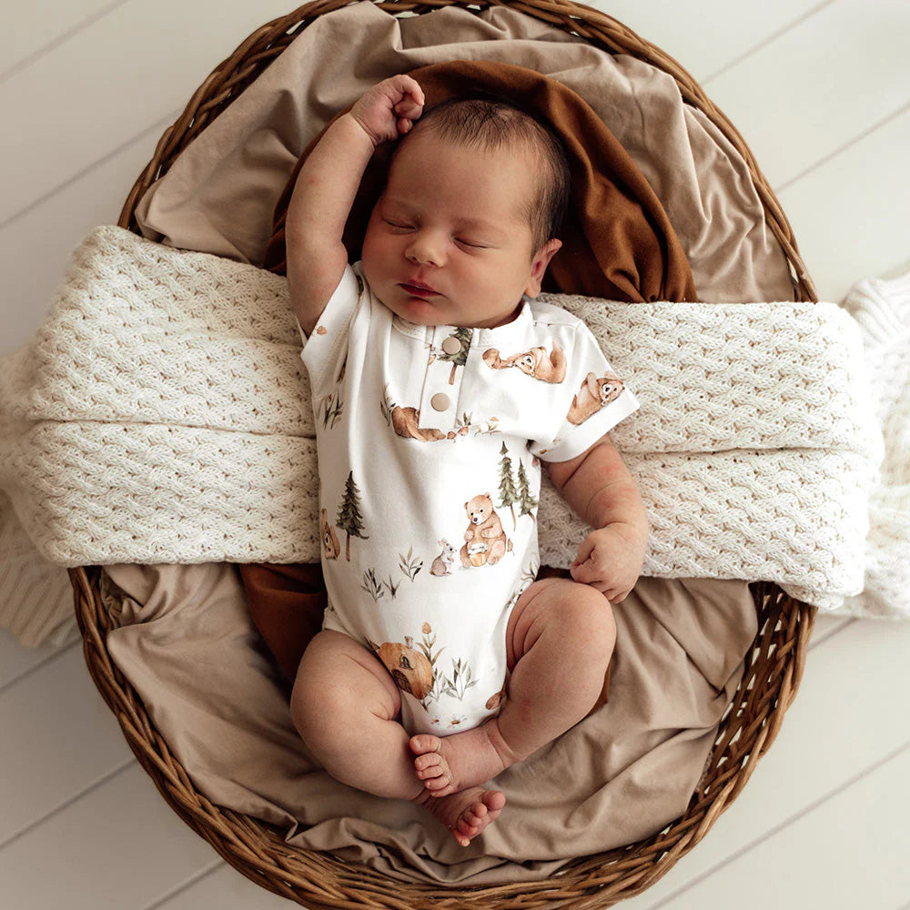 Bears Short Sleeve Organic Bodysuit - Snuggle Hunny