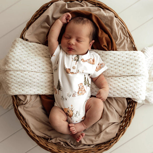 Bears Short Sleeve Organic Bodysuit - Snuggle Hunny
