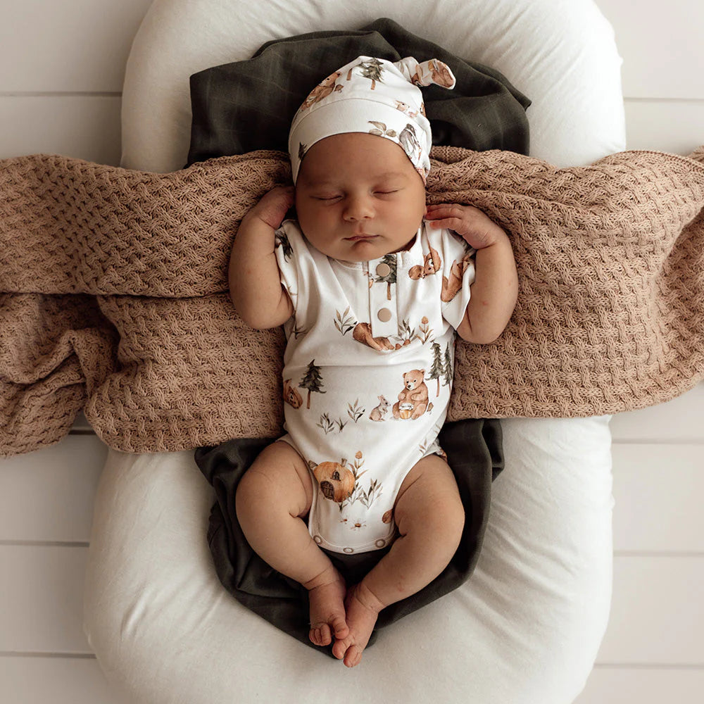 Bears Short Sleeve Organic Bodysuit - Snuggle Hunny