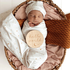 Stardust Organic Jersey Wrap & Beanie Set - Snuggle Hunny