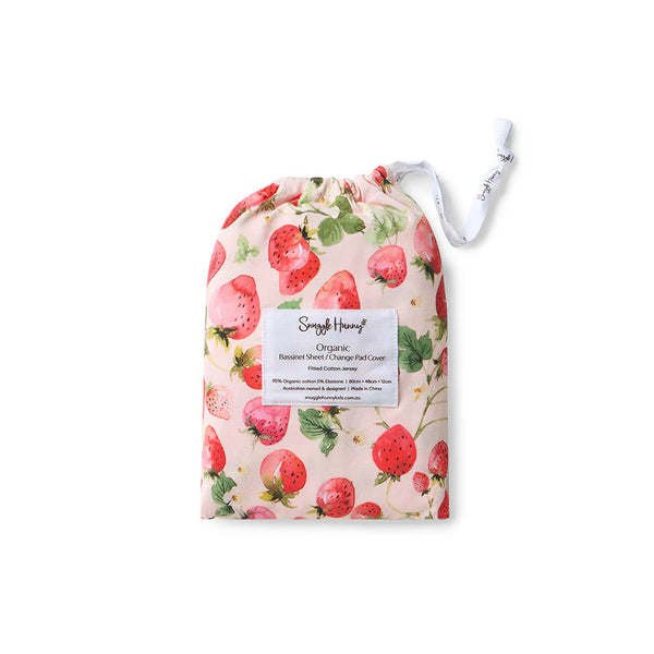 Strawberry Organic Bassinet Sheet / Change Pad Cover - Snuggle Hunny