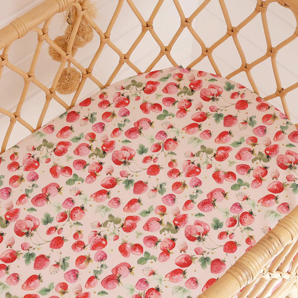 Strawberry Organic Bassinet Sheet / Change Pad Cover - Snuggle Hunny