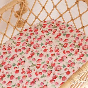 Strawberry Organic Bassinet Sheet / Change Pad Cover - Snuggle Hunny