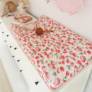 Strawberry Organic Bassinet Sheet / Change Pad Cover - Snuggle Hunny