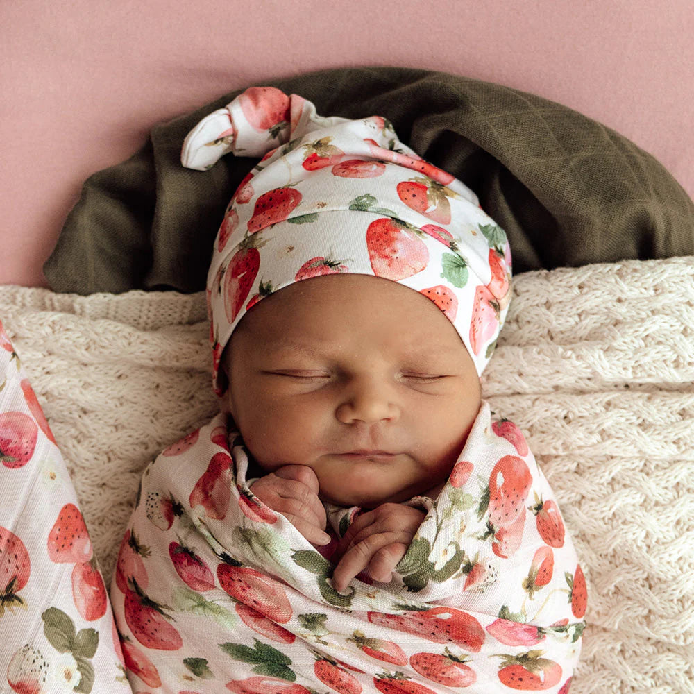 Strawberry Organic Knotted Beanie - Snuggle Hunny
