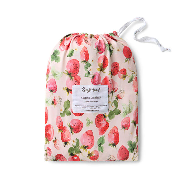 Strawberry Organic Fitted Cot Sheet - Snuggle Hunny