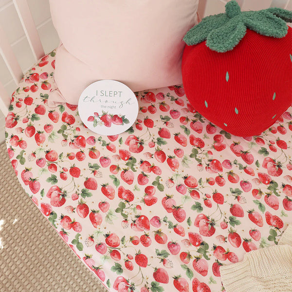 Strawberry Organic Fitted Cot Sheet - Snuggle Hunny