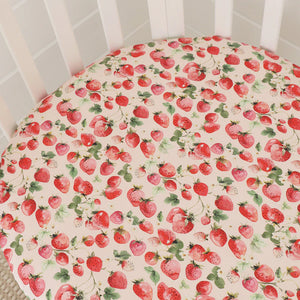 Strawberry Organic Fitted Cot Sheet - Snuggle Hunny