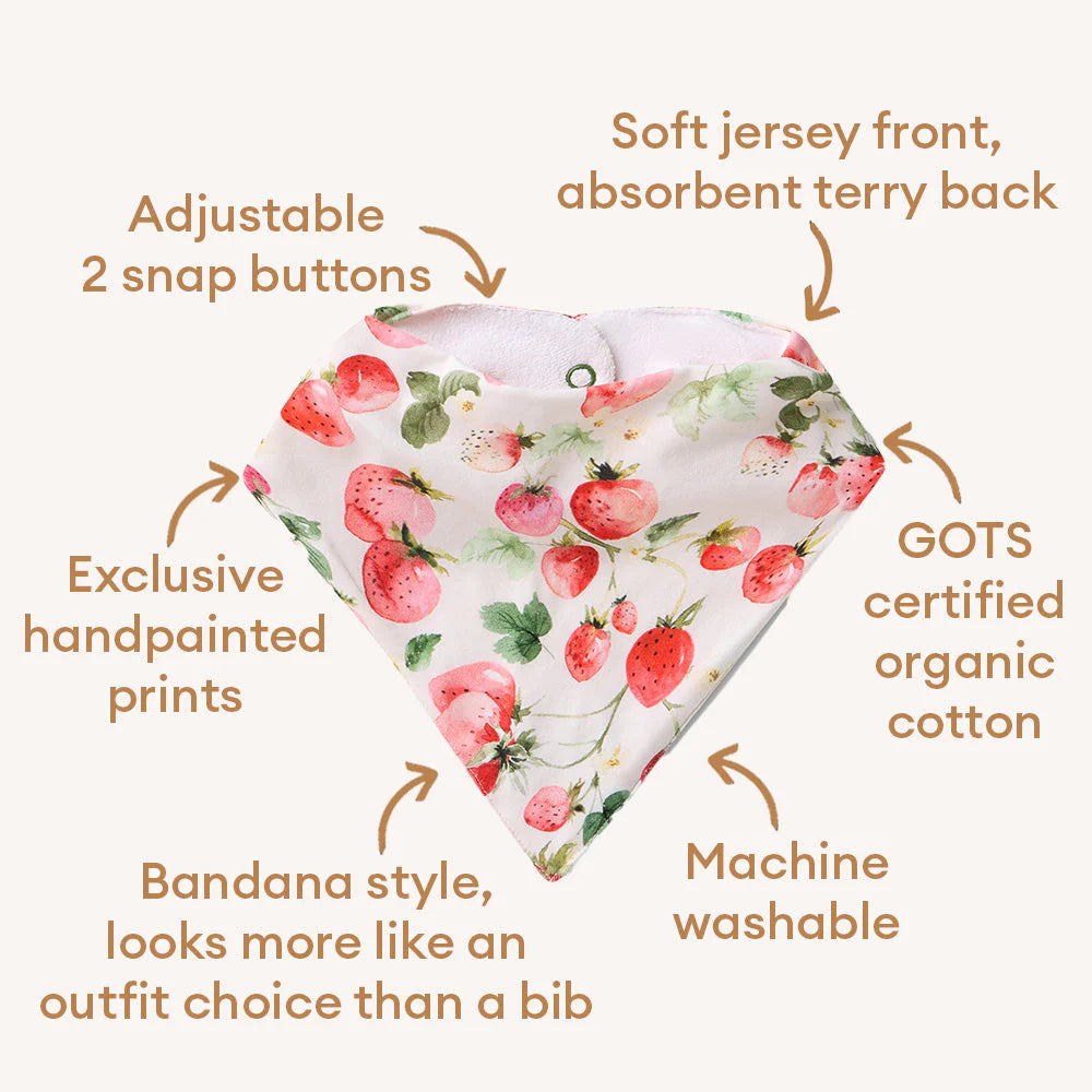 Strawberry Organic Dribble Bib - Snuggle Hunny