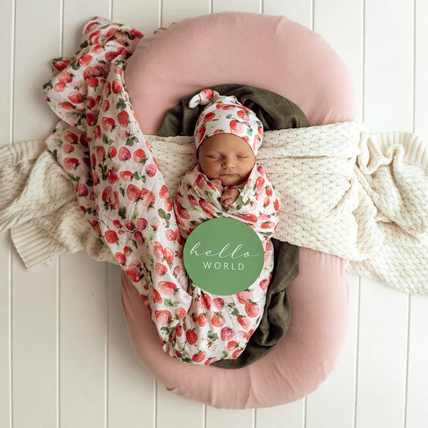 Strawberry Organic Muslin Wrap - Snuggle Hunny
