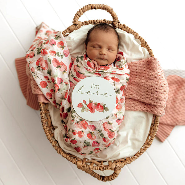 Strawberry Organic Muslin Wrap - Snuggle Hunny