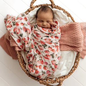 Strawberry Organic Muslin Wrap - Snuggle Hunny