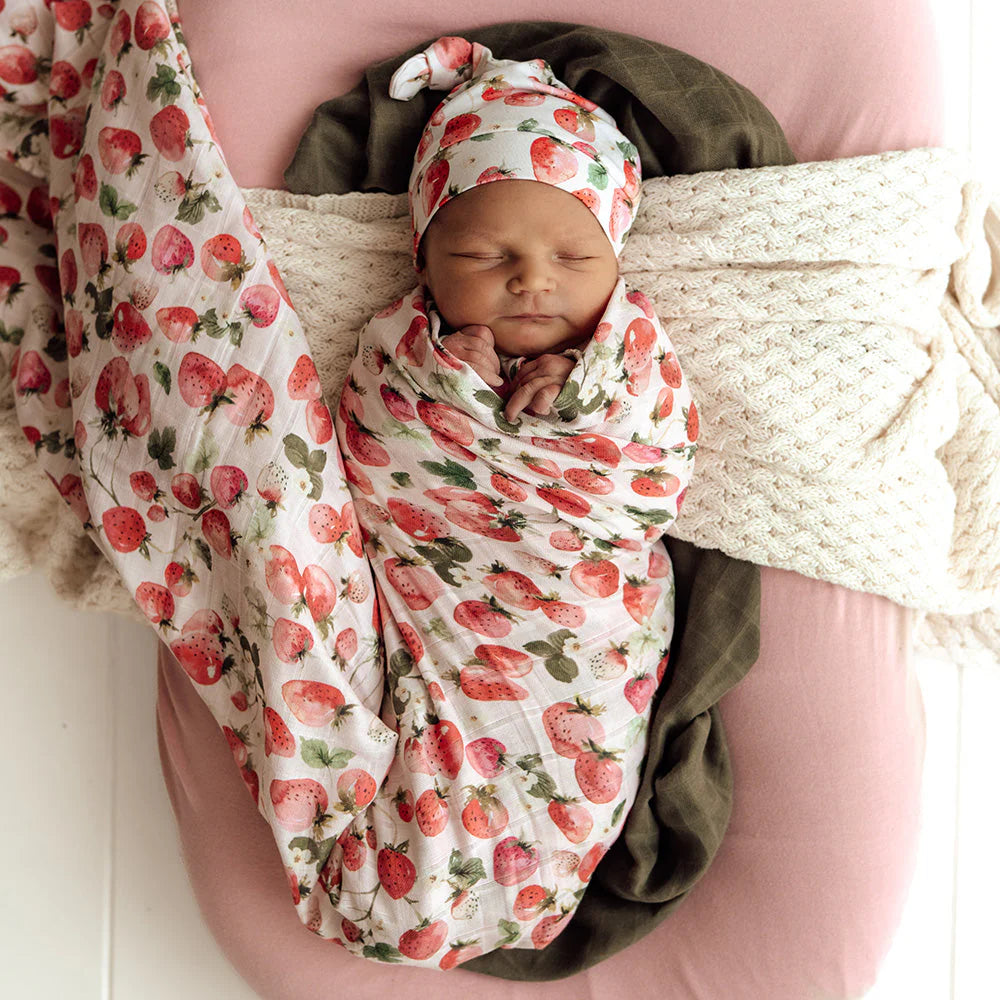 Strawberry Organic Muslin Wrap - Snuggle Hunny