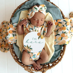 Citrus Squeeze & Peach Reversible Milestone Cards - Snuggle Hunny