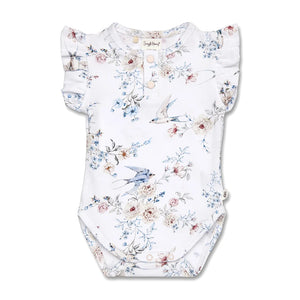 Sweet Swallows Short Sleeve Organic Bodysuit with Frill - Snuggle Hunny
