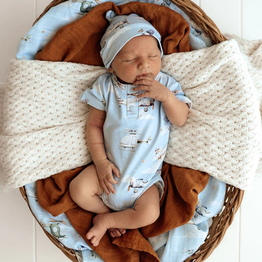 Taking Flight Short Sleeve Organic Bodysuit - Snuggle Hunny