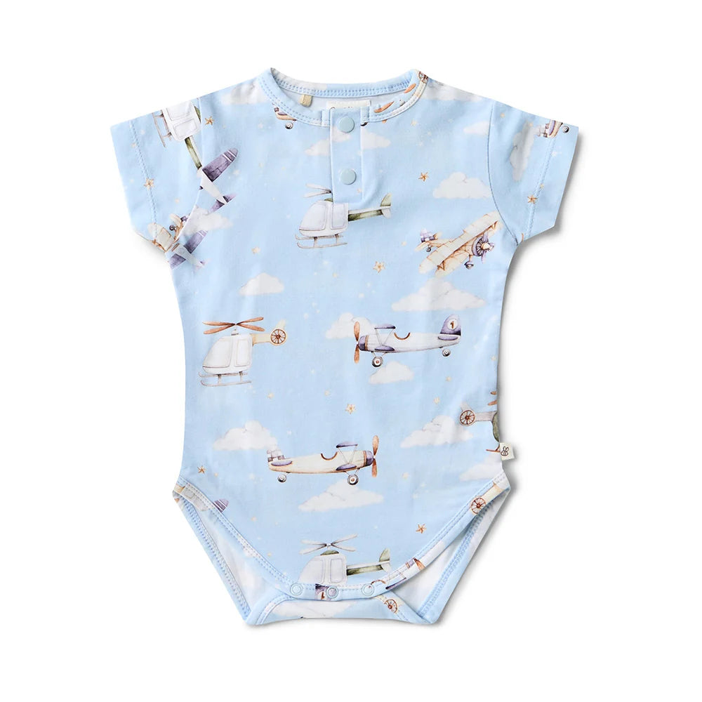 Taking Flight Short Sleeve Organic Bodysuit - Snuggle Hunny