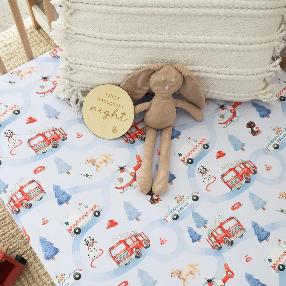 To The Rescue Organic Fitted Cot Sheet - Snuggle Hunny