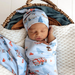 To The Rescue Organic Jersey Wrap & Beanie Set - Snuggle Hunny