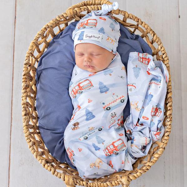 To The Rescue Organic Jersey Wrap & Beanie Set - Snuggle Hunny