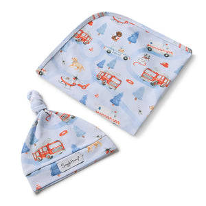 To The Rescue Organic Jersey Wrap & Beanie Set - Snuggle Hunny