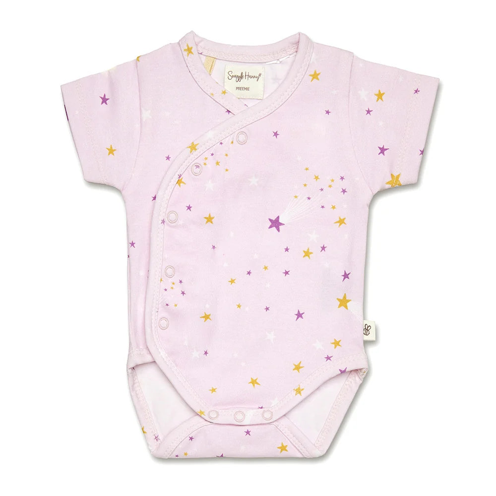 Twinkle Short Sleeve Organic Kimono Bodysuit - Snuggle Hunny