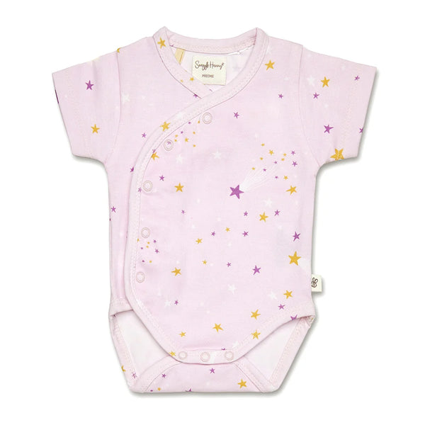 Twinkle Short Sleeve Organic Kimono Bodysuit - Snuggle Hunny