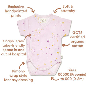 Twinkle Short Sleeve Organic Kimono Bodysuit - Snuggle Hunny