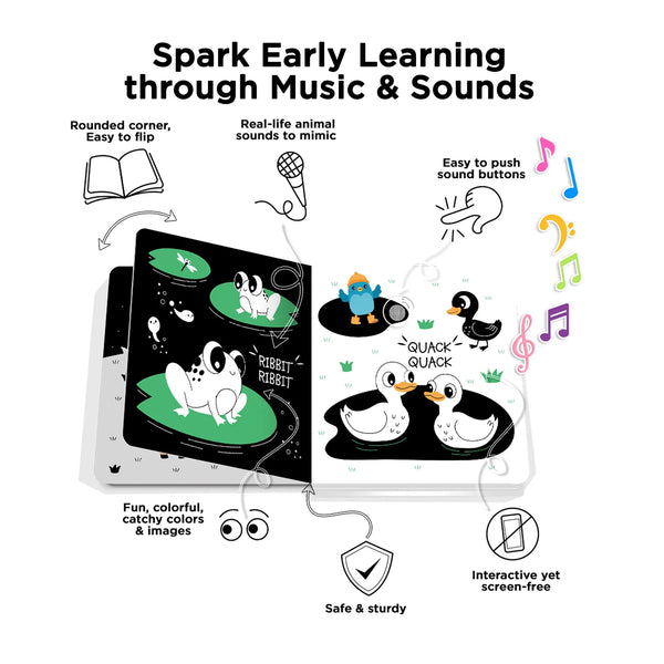 Musical Book - Black & White Animals - Ditty Bird