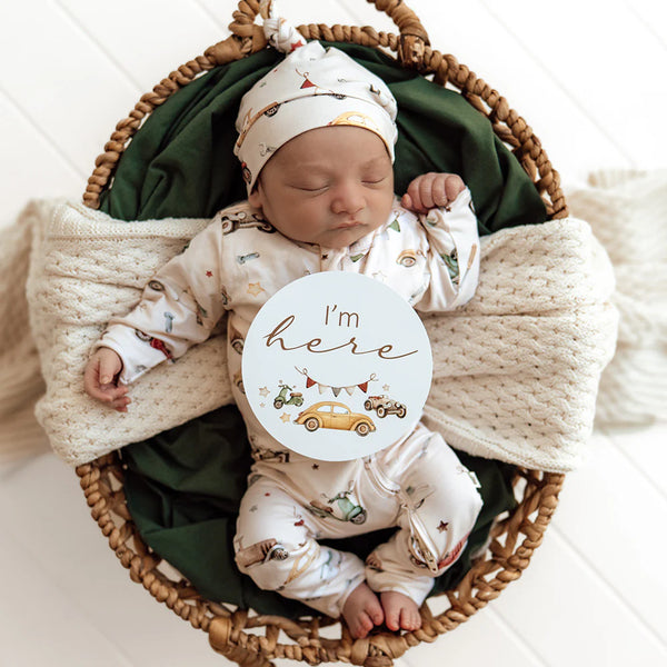 Vintage Cars & Bronze Reversible Milestone Cards - Snuggle Hunny