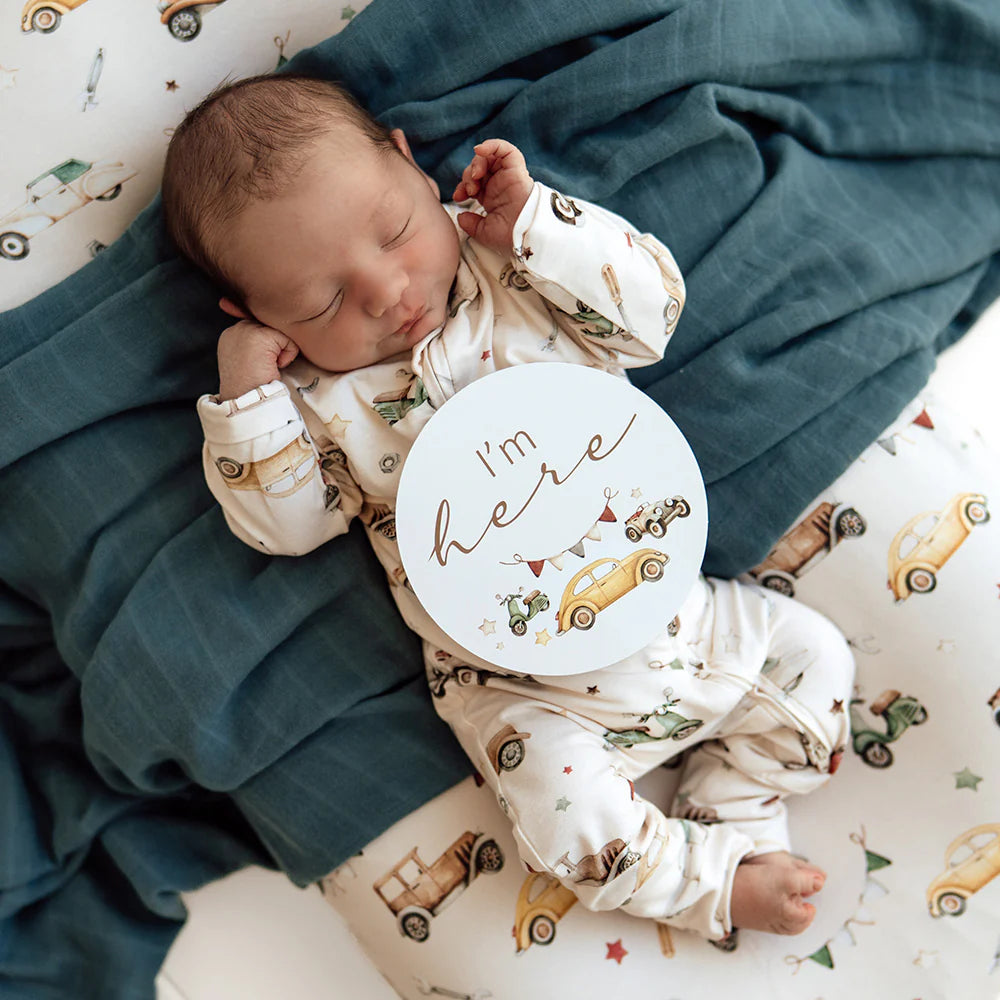 Vintage Cars & Bronze Reversible Milestone Cards - Snuggle Hunny