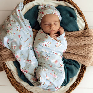 White Rabbit Organic Jersey Wrap & Beanie Set - Snuggle Hunny