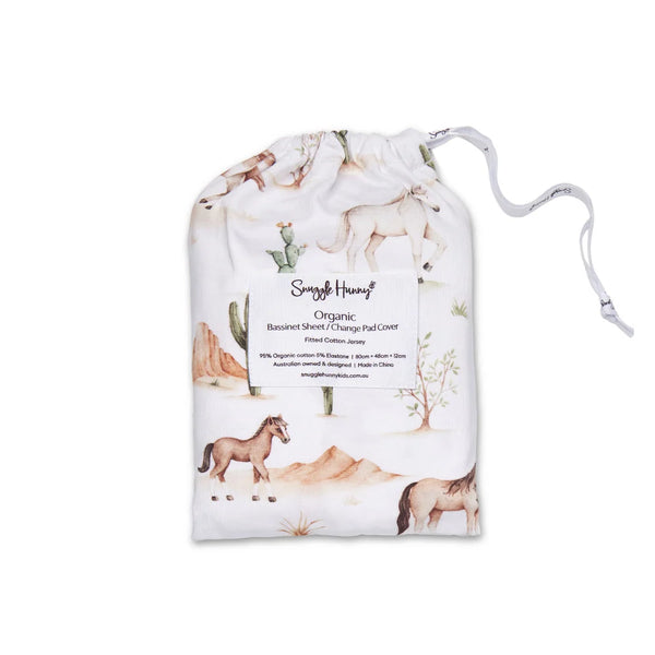 Wild Horses Organic Bassinet Sheet / Change Pad Cover - Snuggle Hunny