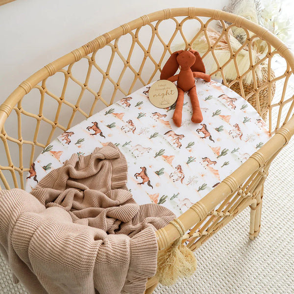Wild Horses Organic Bassinet Sheet / Change Pad Cover - Snuggle Hunny