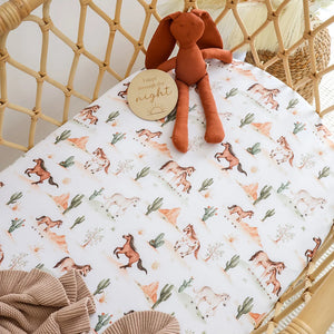 Wild Horses Organic Bassinet Sheet / Change Pad Cover - Snuggle Hunny