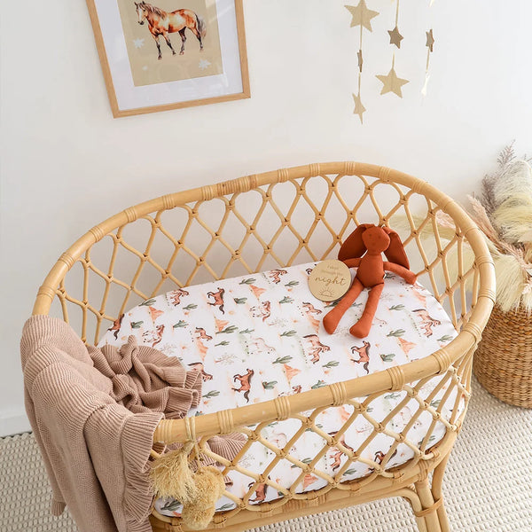 Wild Horses Organic Bassinet Sheet / Change Pad Cover - Snuggle Hunny