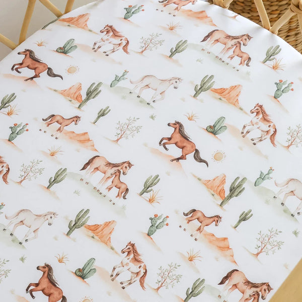 Wild Horses Organic Bassinet Sheet / Change Pad Cover - Snuggle Hunny