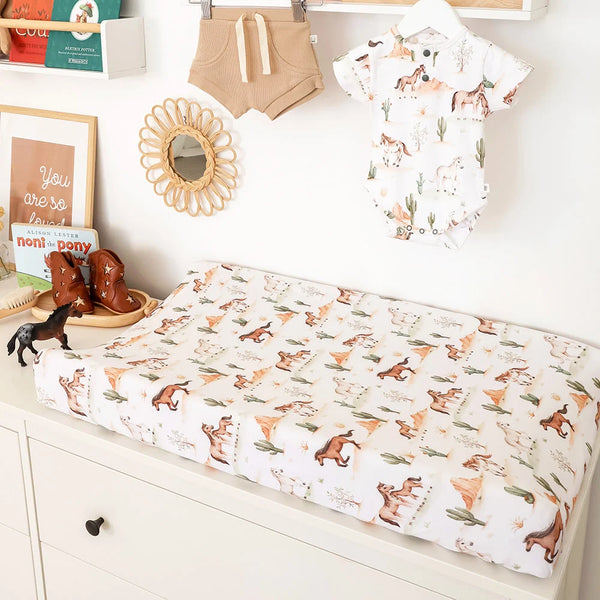 Wild Horses Organic Bassinet Sheet / Change Pad Cover - Snuggle Hunny